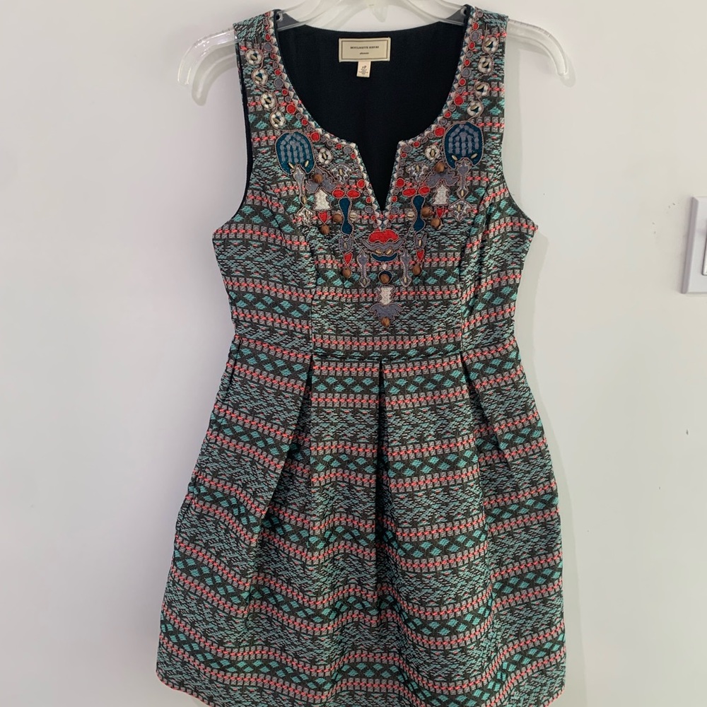 Bright Print Embroidered Dress
